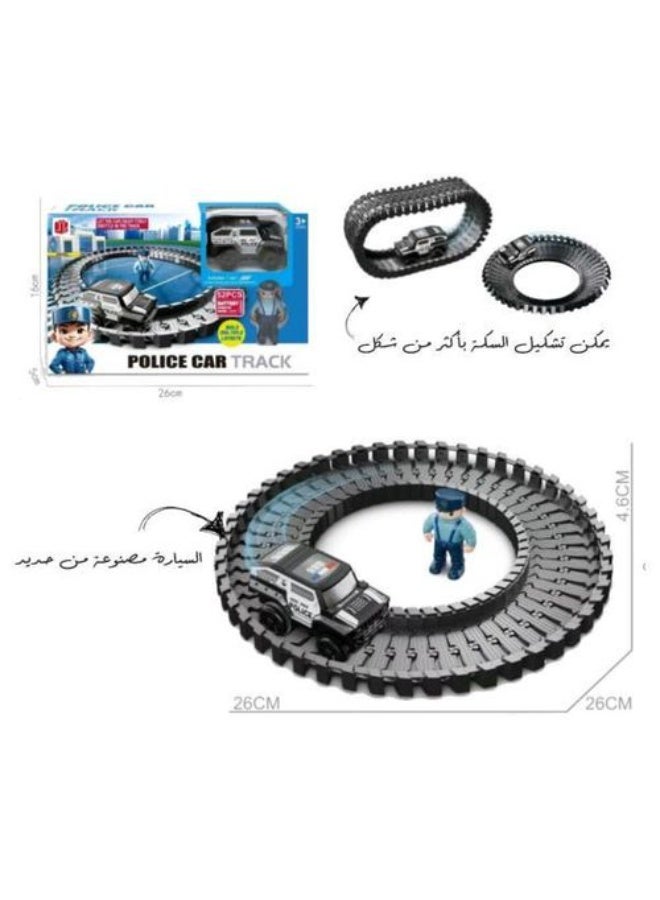 مجموعة مسار سيارات الشرطة للأطفال - 52 قطعة - Image 2
